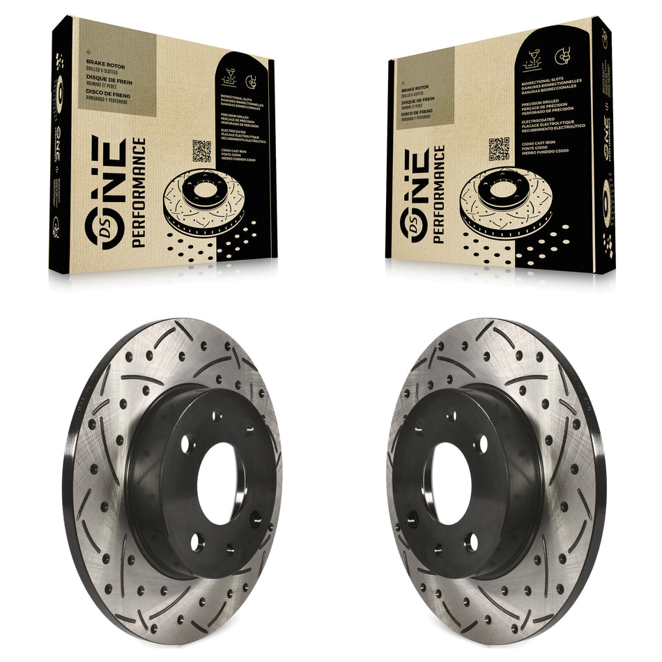 Rear Coated Drilled Slotted Disc Brake Rotors Pair For Fiat 500 KD-100182