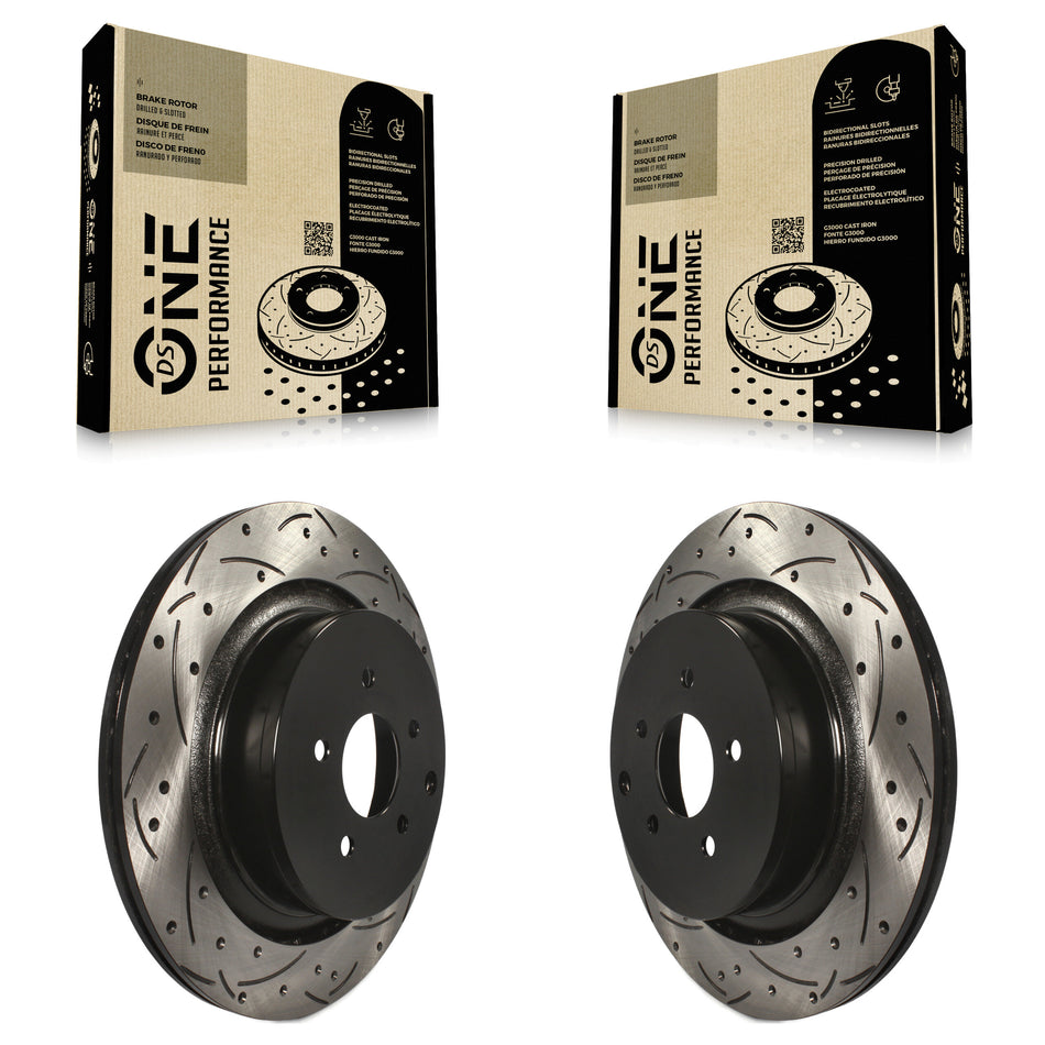 Rear Coated Drilled Slotted Disc Brake Rotors Pair For INFINITI Q50 M37 Q60 Q70 Q70L QX70 M56 FX50 KD-100183