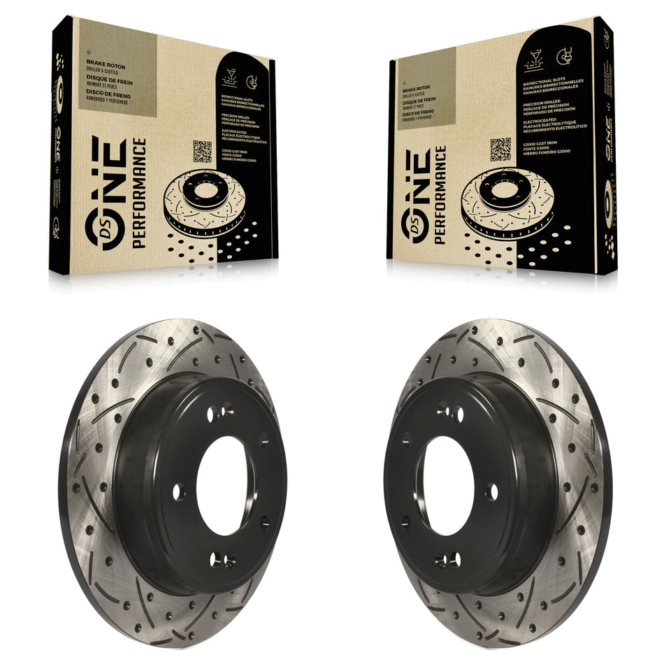 Rear Coated Drilled Slotted Disc Brake Rotors Pair For Hyundai Elantra Kia Soul Forte Veloster GT Kona Forte5 Coupe Koup Venue Seltos KD-100184