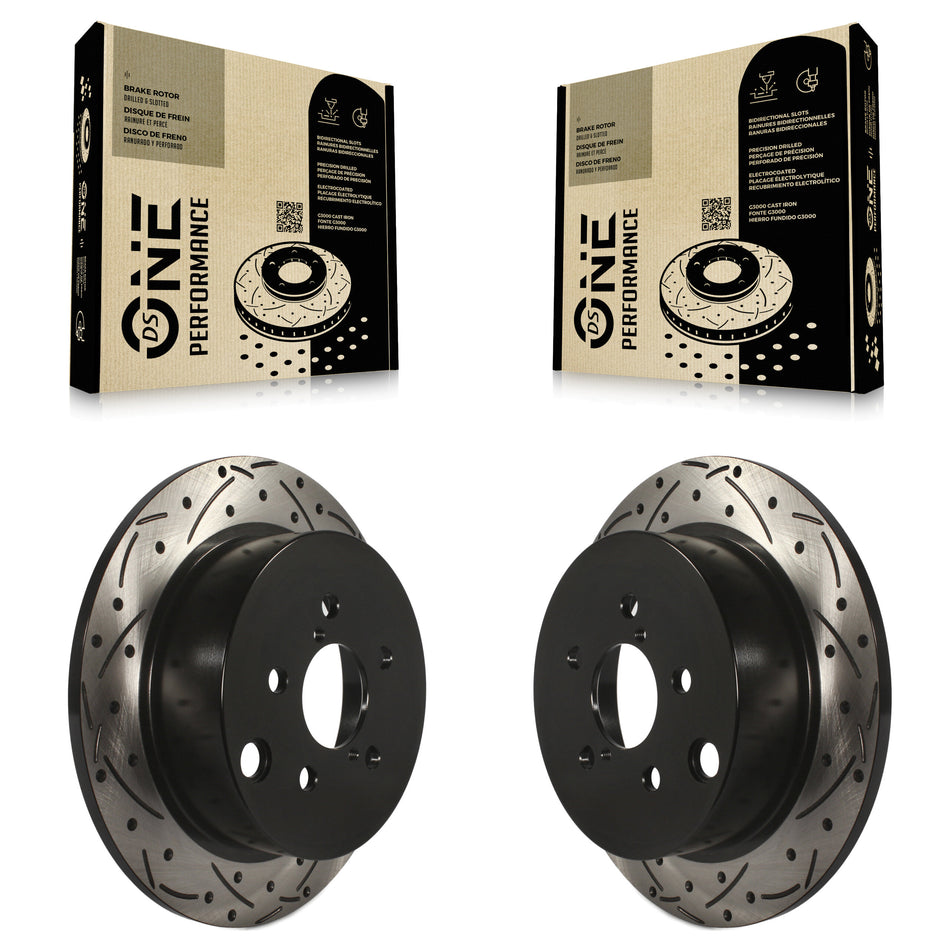 Rear Coated Drilled Slotted Disc Brake Rotors Pair For Subaru Forester Impreza Crosstrek XV KD-100185