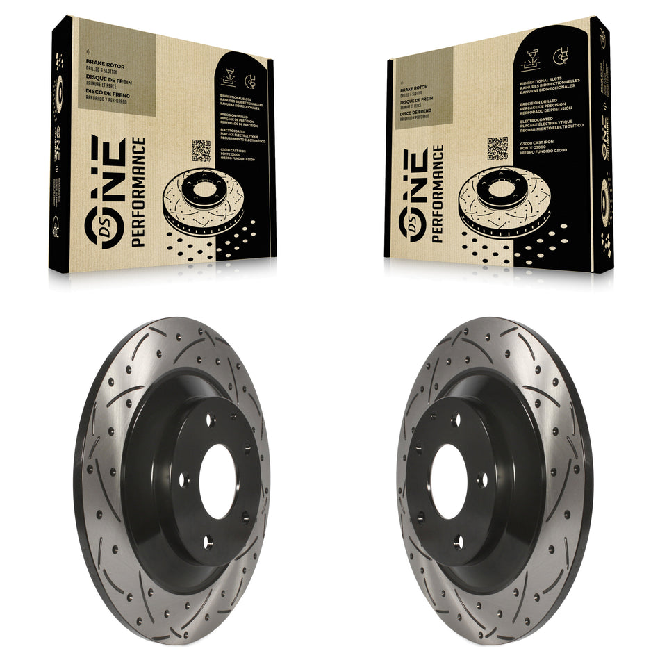Rear Coated Drilled Slotted Disc Brake Rotors Pair For Mazda CX-5 CX-30 MX-30 EV KD-100187