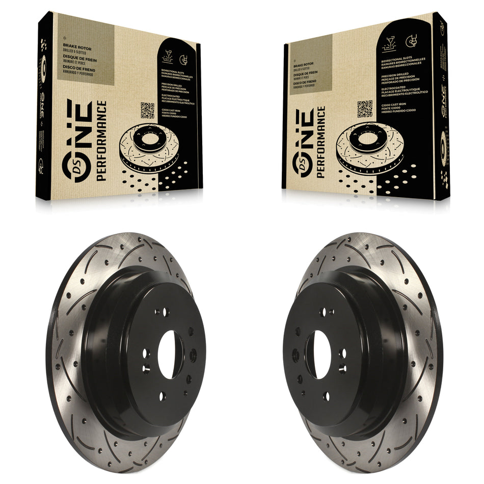 Rear Coated Drilled Slotted Disc Brake Rotors Pair For 2014-2016 Acura MDX KD-100190