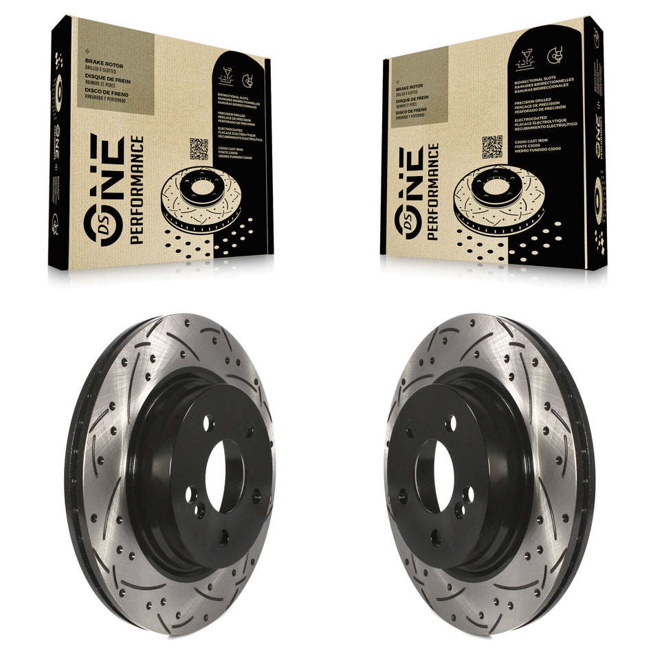 Rear Coated Drilled Slotted Disc Brake Rotors Pair For Mercedes-Benz E350 C250 C300 C350 E550 KD-100191