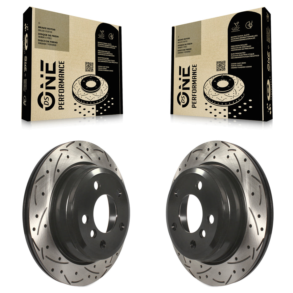 Rear Coated Drilled Slotted Disc Brake Rotors Pair For BMW 328i xDrive 320i 330i 428i 430i Gran Coupe GT 328d 330e KD-100192