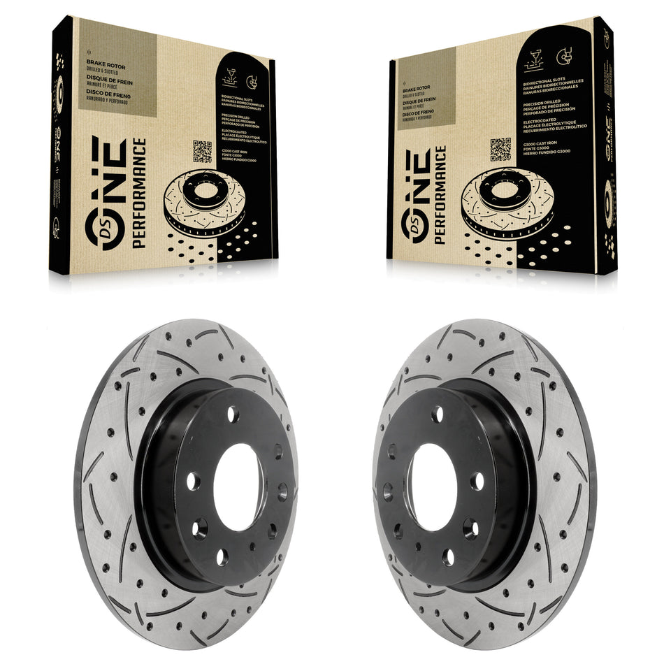 Rear Coated Drilled Slotted Disc Brake Rotors Pair For Mazda 3 CX-3 CX-30 Sport KD-100193