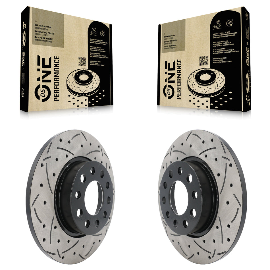 Rear Coated Drilled Slotted Disc Brake Rotors Pair For Jeep Renegade Compass Fiat 500X KD-100194