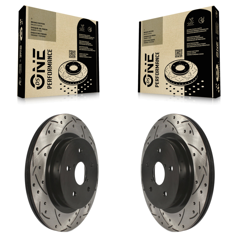 Rear Coated Drilled Slotted Disc Brake Rotors Pair For Subaru Outback Legacy WRX KD-100196