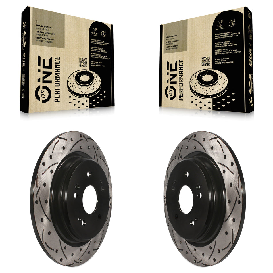 Rear Coated Drilled Slotted Disc Brake Rotors Pair For Honda CR-V Acura TLX KD-100199