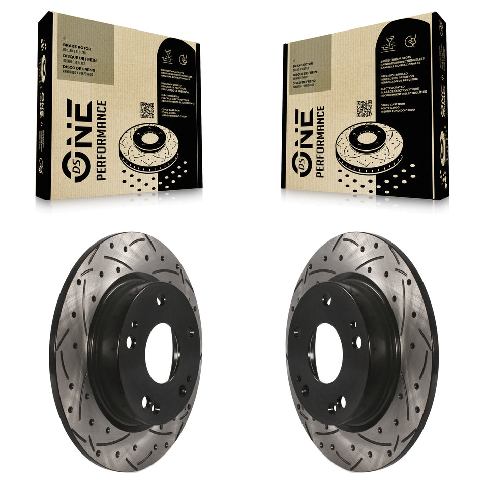 Rear Coated Drilled Slotted Disc Brake Rotors Pair For Honda Civic Insight KD-100201
