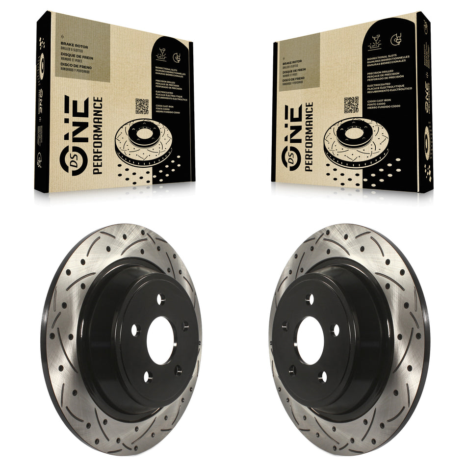 Rear Coated Drilled Slotted Disc Brake Rotors Pair For Ford Edge Fusion Lincoln MKX MKZ Nautilus Continental Police Responder Hybrid SSV Plug-In KD-100202