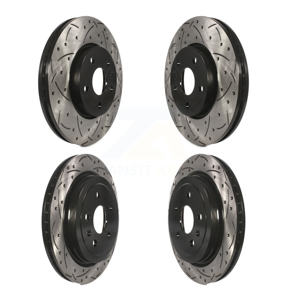 Front Rear Coated Drilled Slotted Disc Brake Rotors Kit For 2010-2015 Chevrolet Camaro LT LS KD-100208