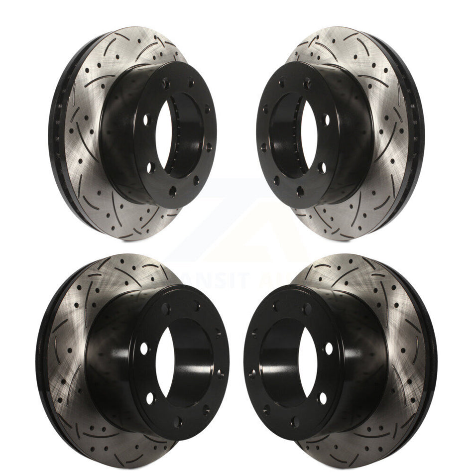 Front Rear Coated Drilled Slotted Disc Brake Rotors Kit For Ford F-250 Super Duty F-350 KD-100216