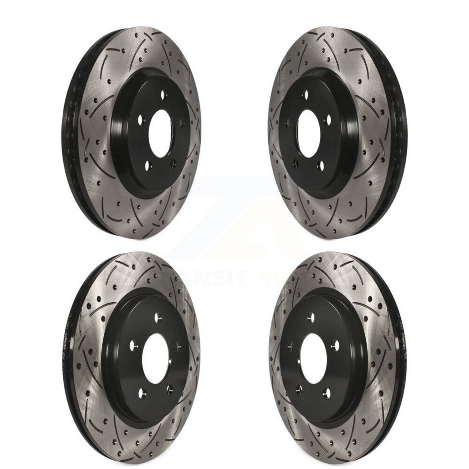 Front Rear Coated Drilled Slotted Disc Brake Rotors Kit For Ford Mustang KD-100218