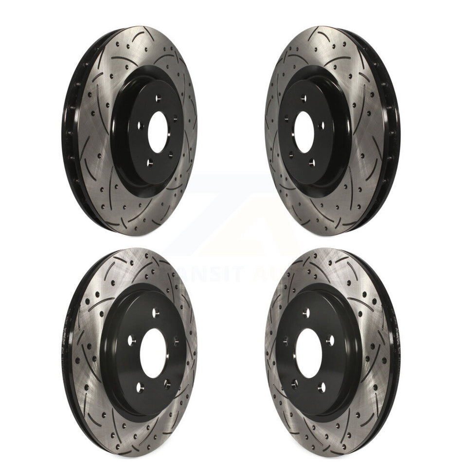 Front Rear Coated Drilled Slotted Disc Brake Rotors Kit For Ford Mustang KD-100219