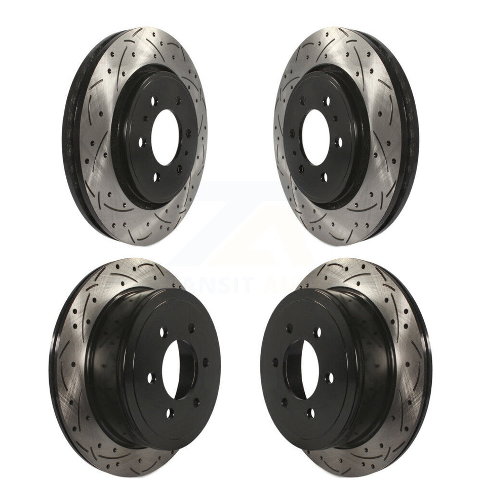 Front Rear Coated Drilled Slotted Disc Brake Rotors Kit For 2010-2011 Ford F-150 With 6 Lug Wheels KD-100220