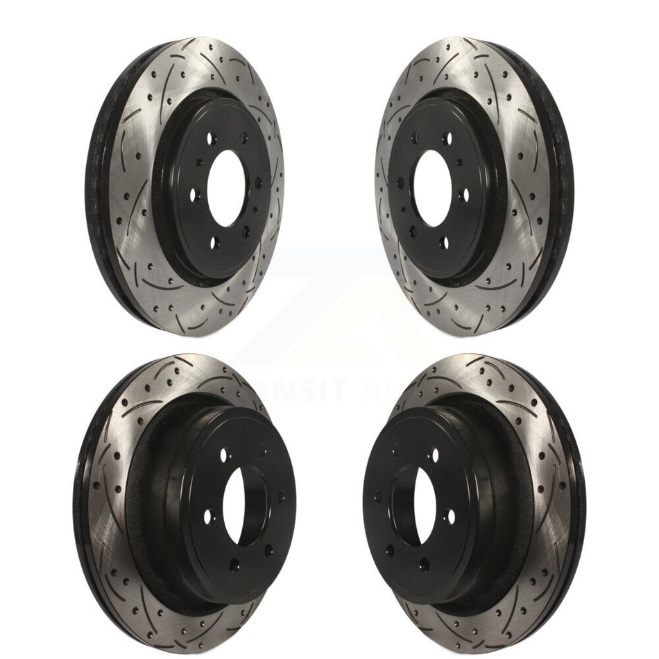 Front Rear Coated Drilled Slotted Disc Brake Rotors Kit For Ford F-150 KD-100222