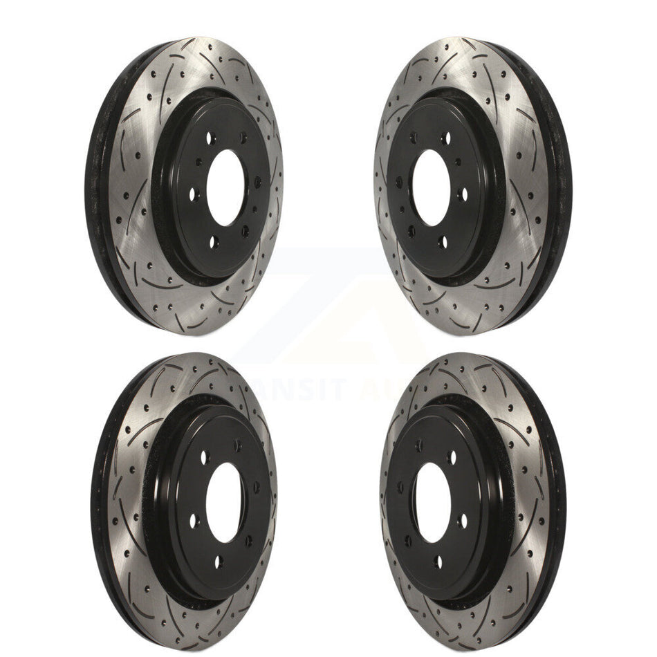 Front Rear Coated Drilled Slotted Disc Brake Rotors Kit For 2015-2017 Ford F-150 With Electric Parking KD-100223