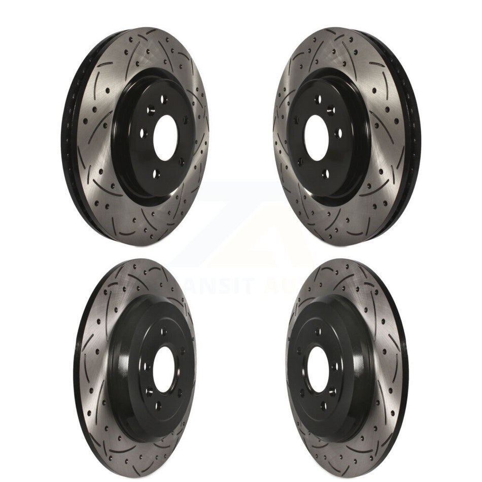 Front Rear Coated Drilled Slotted Disc Brake Rotors Kit For Ford Explorer Taurus Flex Lincoln MKS MKT KD-100224