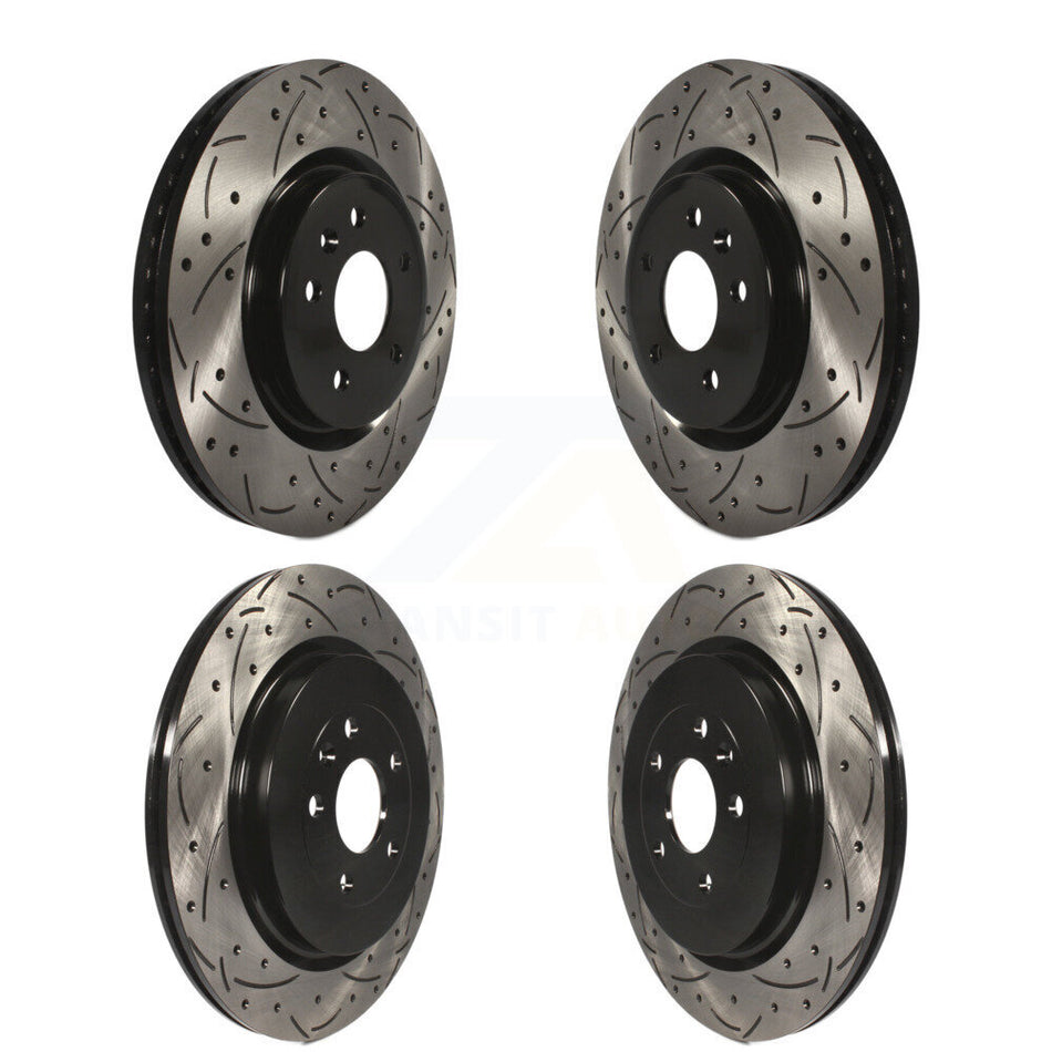 Front Rear Coated Drilled Slotted Disc Brake Rotors Kit For 2013 Ford Explorer Sport With Heavy Duty Brakes KD-100225