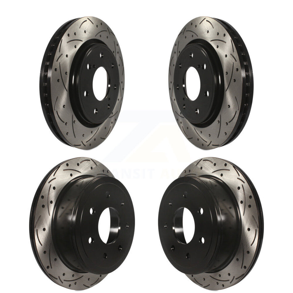 Front Rear Coated Drilled Slotted Disc Brake Rotors Kit For 2010-2011 Ford F-150 With 7 Lug Wheels KD-100226