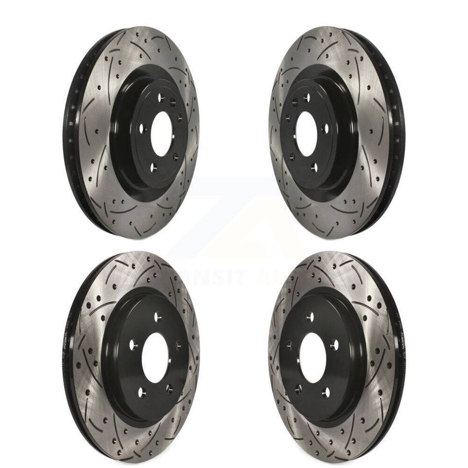 Front Rear Coated Drilled Slotted Disc Brake Rotors Kit For Ford Mustang KD-100228