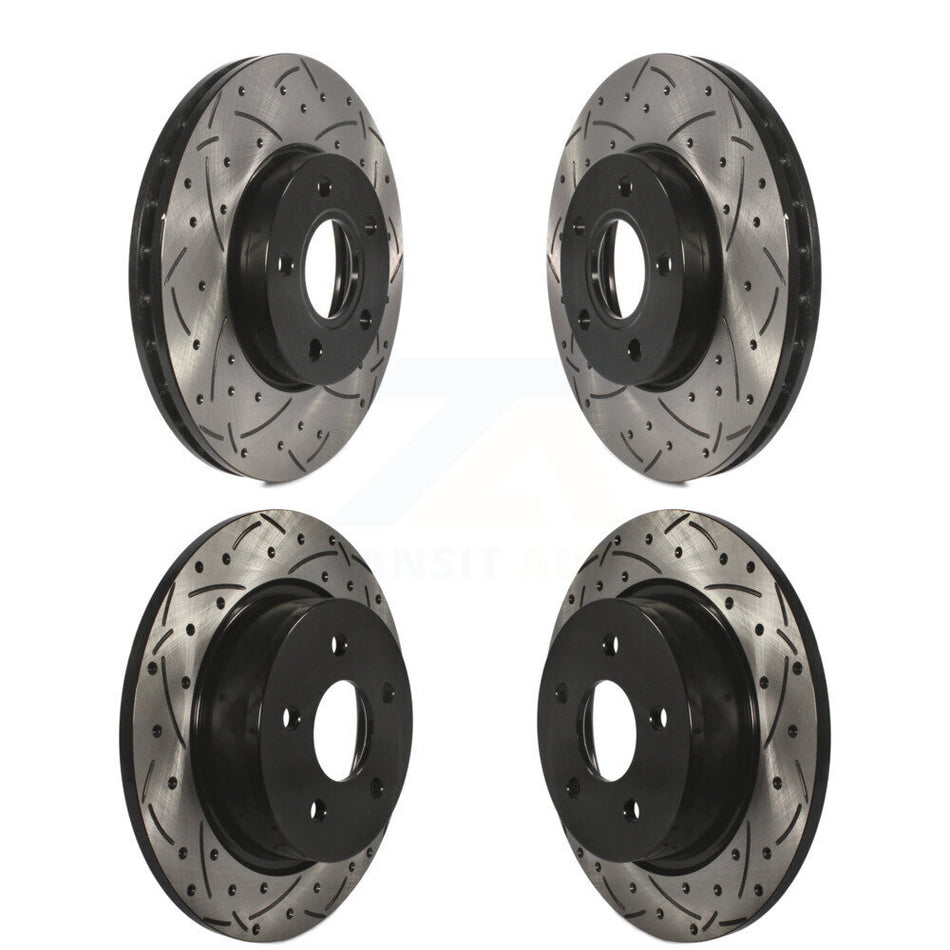 Front Rear Coated Drilled Slotted Disc Brake Rotors Kit For Ford C-Max KD-100230