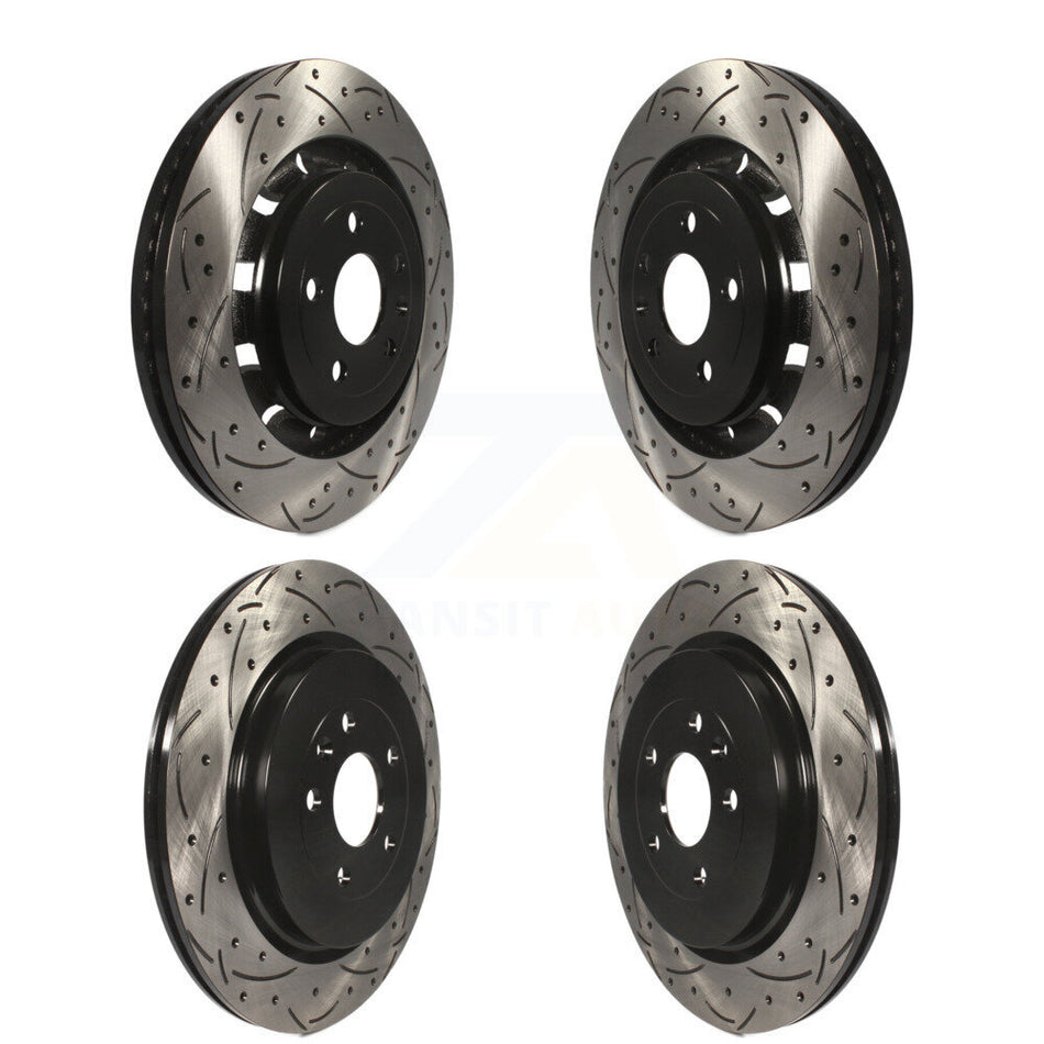 Front Rear Coated Drilled Slotted Disc Brake Rotors Kit For Ford Explorer Taurus Flex Police Interceptor Utility Sedan Lincoln MKS MKT Special Service KD-100232
