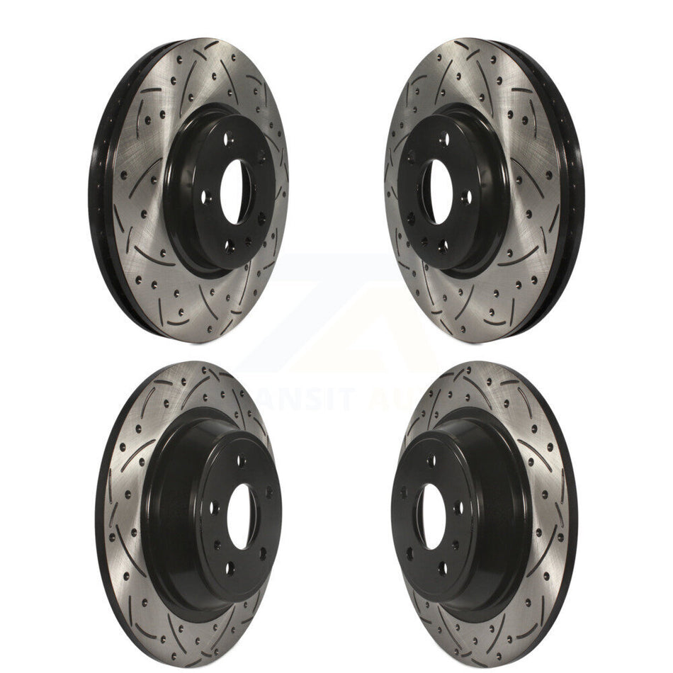 Front Rear Coated Drilled Slotted Disc Brake Rotors Kit For Ford Fusion Lincoln MKZ KD-100233