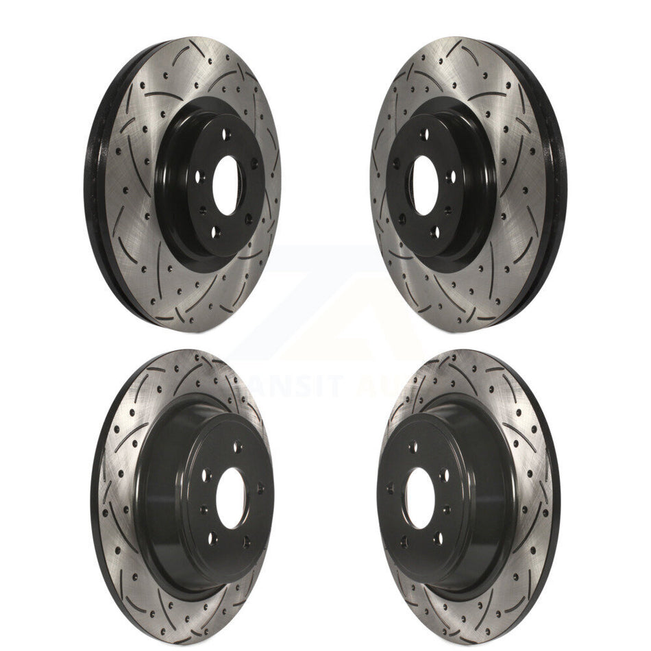 Front Rear Coated Drilled Slotted Disc Brake Rotors Kit For Ford Fusion Lincoln MKZ KD-100234