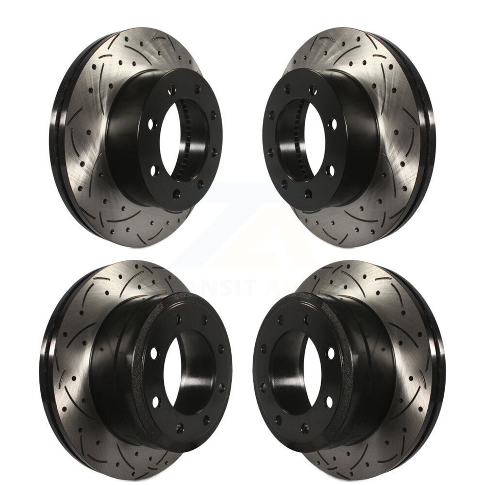 Front Rear Coated Drilled Slotted Disc Brake Rotors Kit For Ford F-250 Super Duty F-350 4WD KD-100236