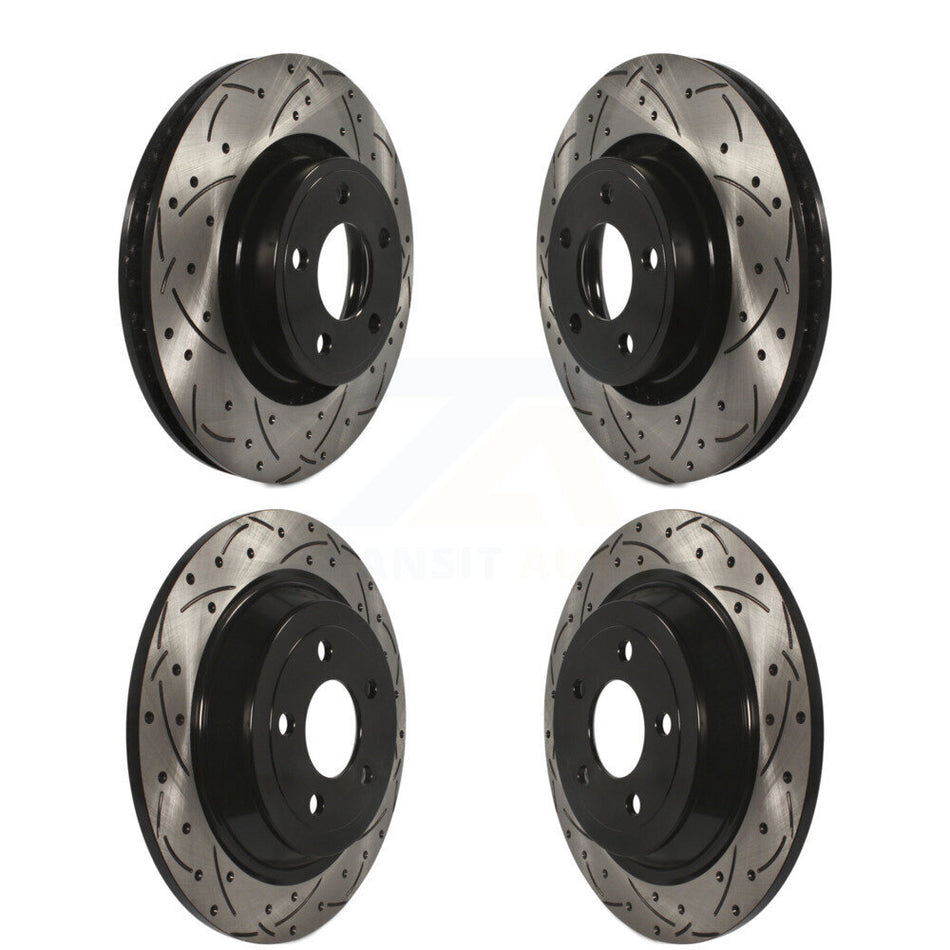 Front Rear Coated Drilled Slotted Disc Brake Rotors Kit For Ford Mustang KD-100237