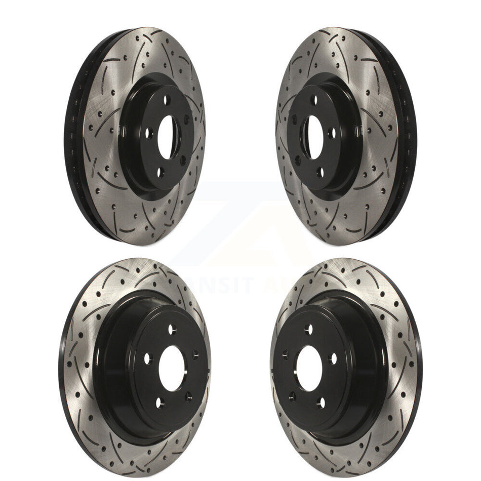 Front Rear Coated Drilled Slotted Disc Brake Rotors Kit For Ford Edge Lincoln Continental Police Responder Hybrid SSV Plug-In KD-100239