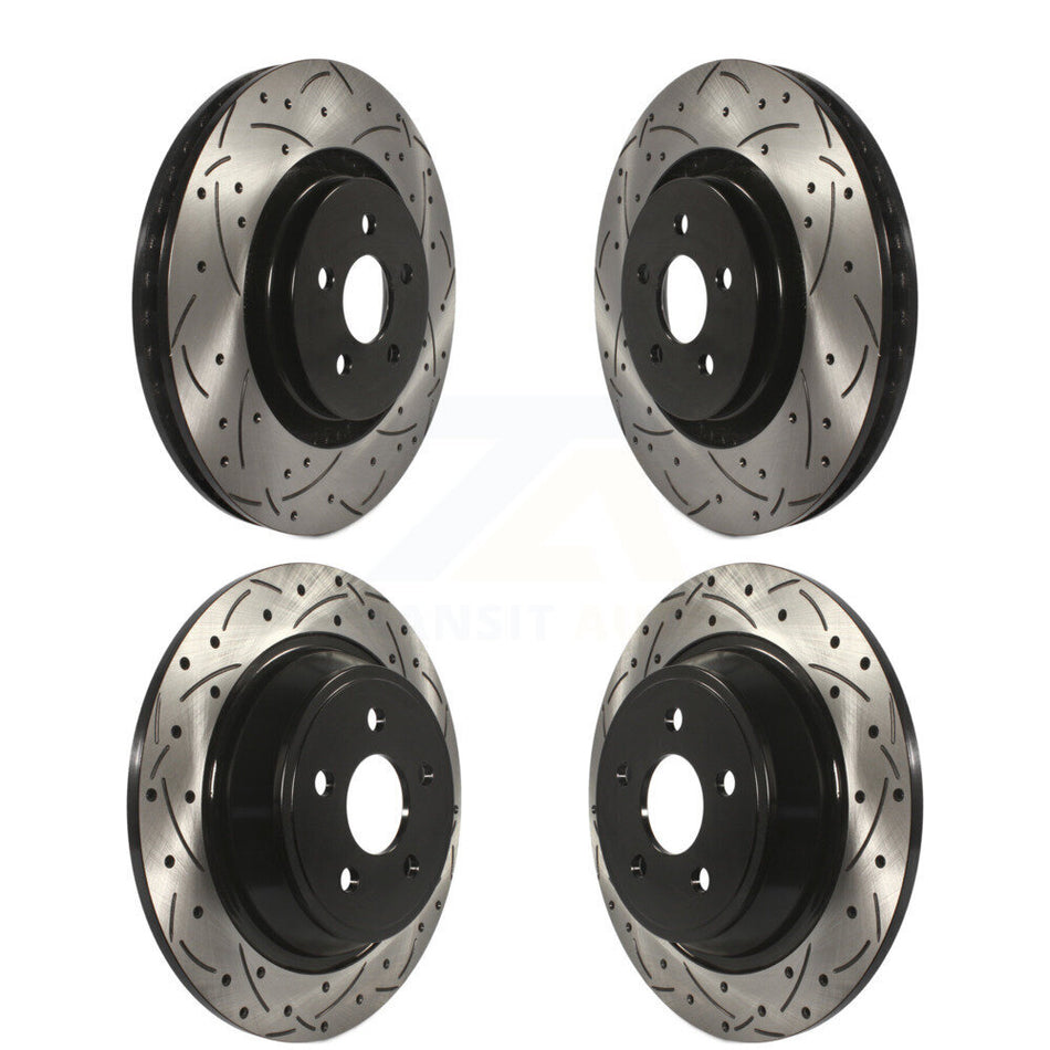 Front Rear Coated Drilled Slotted Disc Brake Rotors Kit For Ford Edge Fusion Lincoln MKZ MKX Nautilus Continental KD-100241