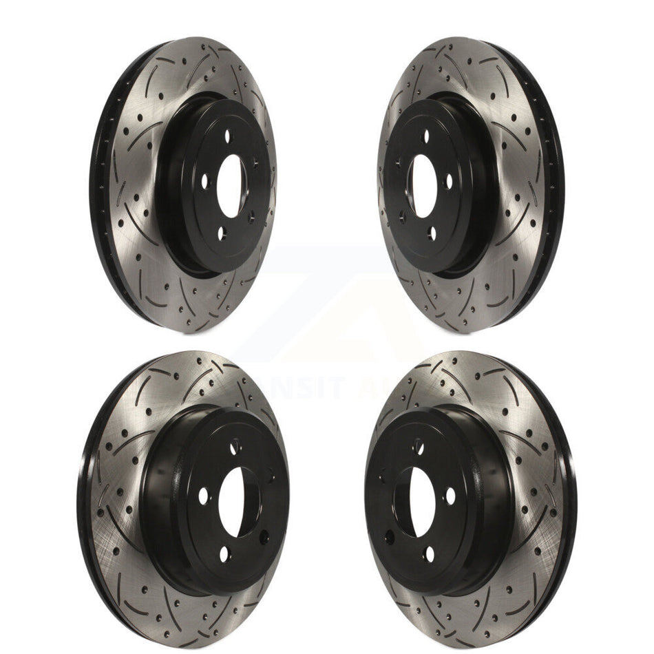 Front Rear Coated Drilled Slotted Disc Brake Rotors Kit For Dodge Charger Chrysler 300 Challenger Magnum KD-100245