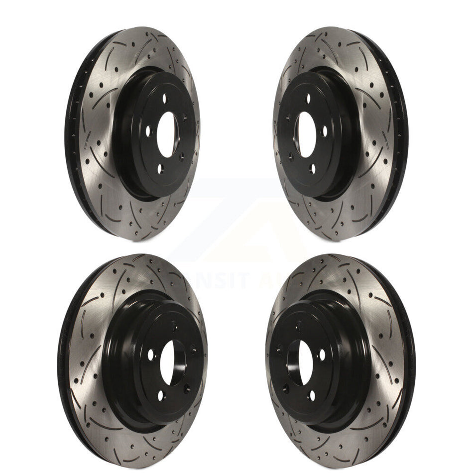 Front Rear Coated Drilled Slotted Disc Brake Rotors Kit For Dodge Charger With Police Package KD-100246