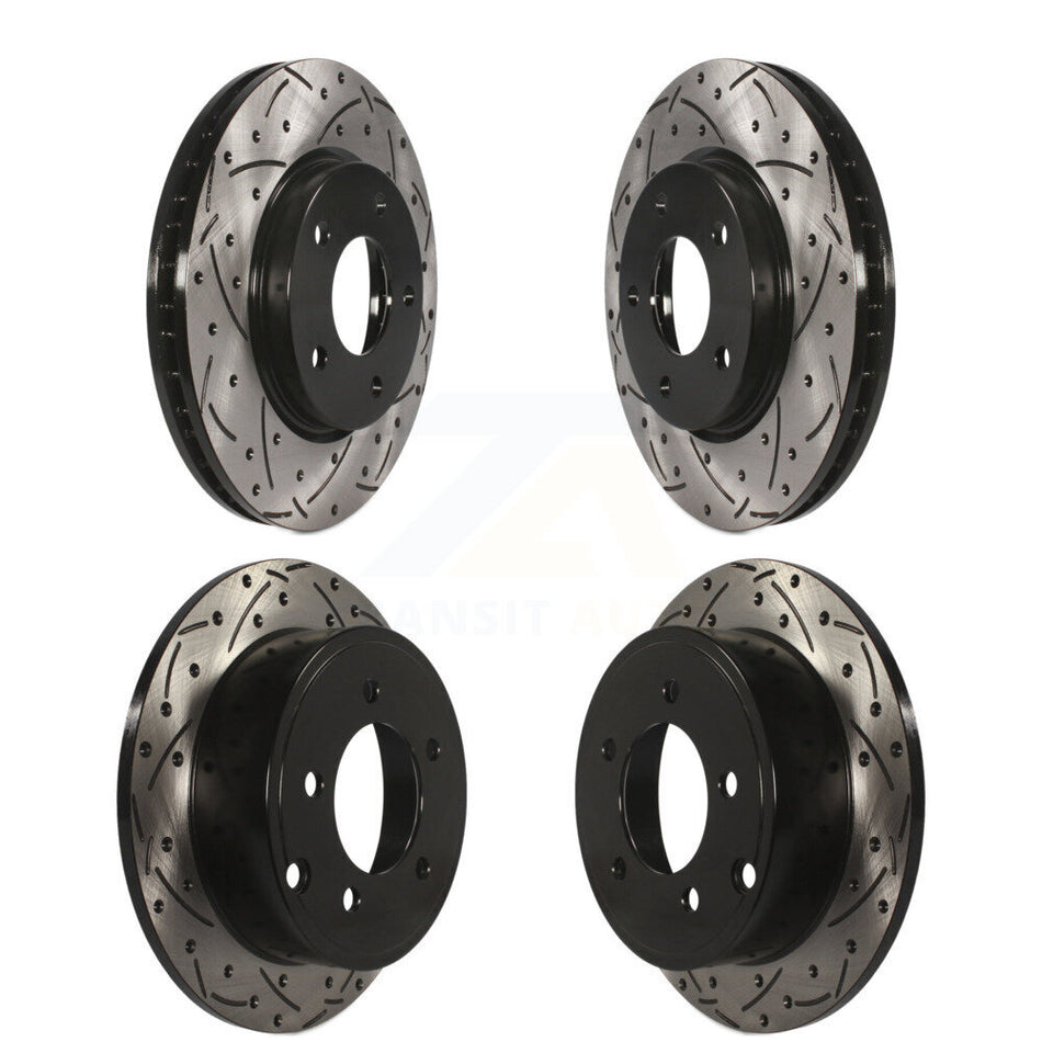 Front Rear Coated Drilled Slotted Disc Brake Rotors Kit For Dodge Caliber Mitsubishi Lancer KD-100247