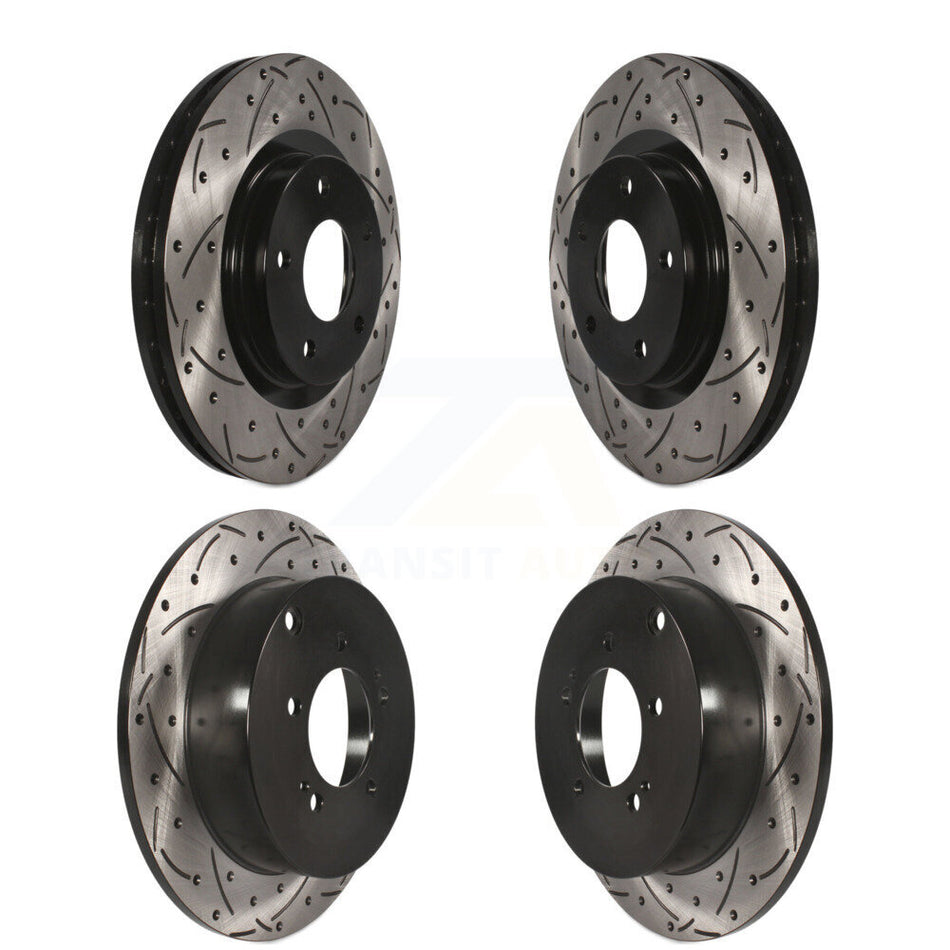 Front Rear Coated Drilled Slotted Disc Brake Rotors Kit For Mitsubishi Outlander KD-100250