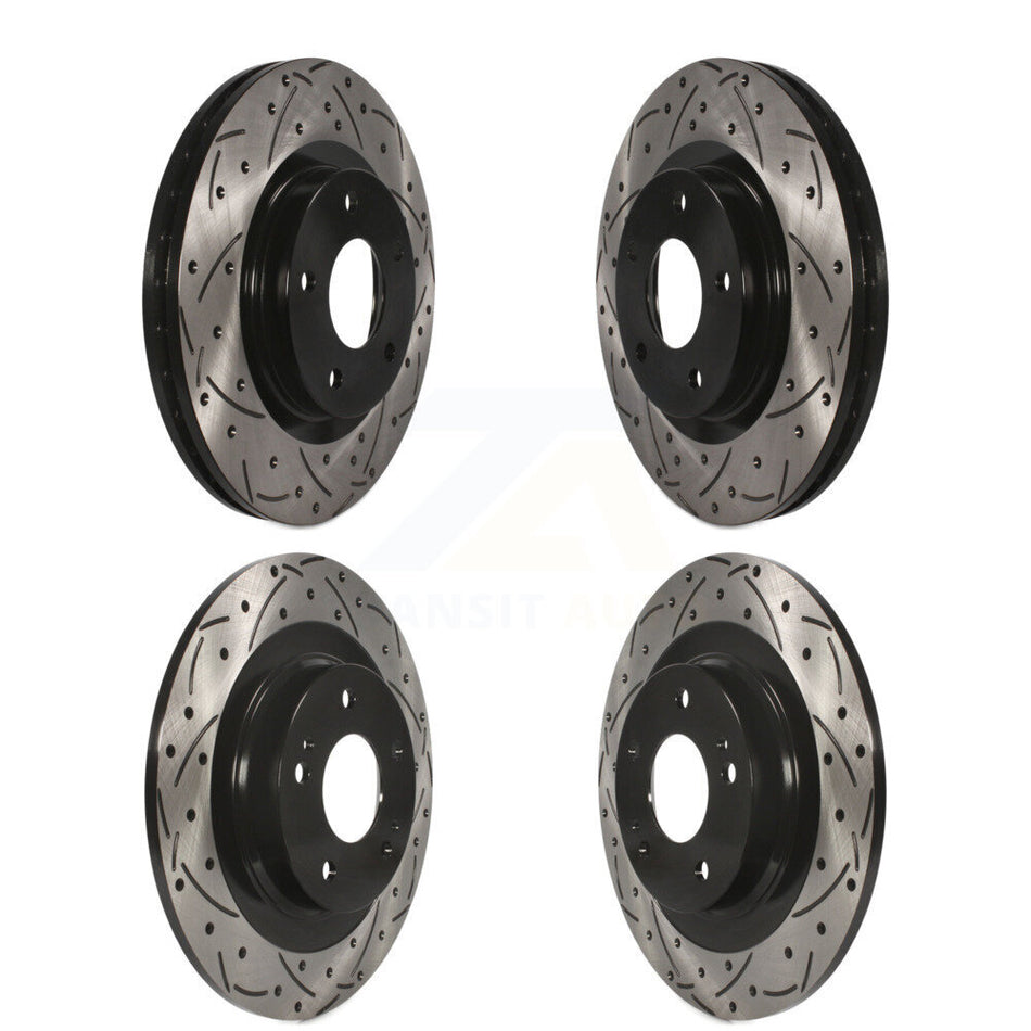 Front Rear Coated Drilled Slotted Disc Brake Rotors Kit For Mitsubishi Outlander Sport Eclipse Cross RVR KD-100251