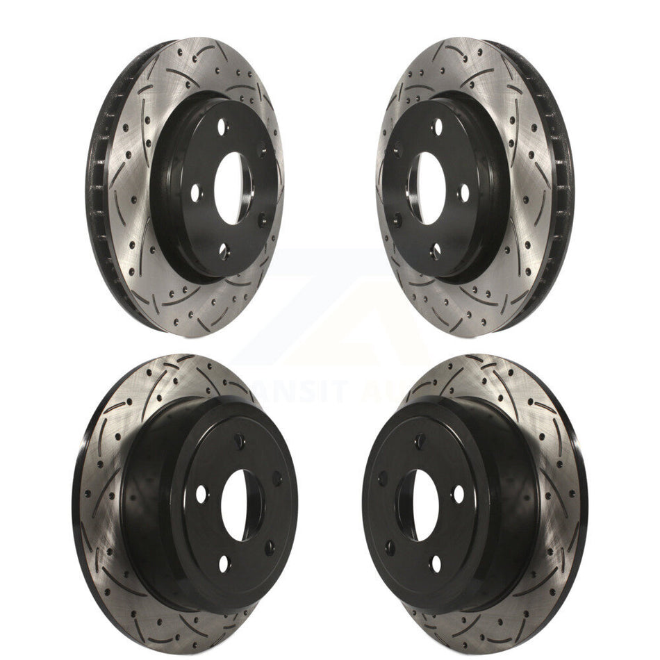 Front Rear Coated Drilled Slotted Disc Brake Rotors Kit For Jeep Wrangler JK KD-100252