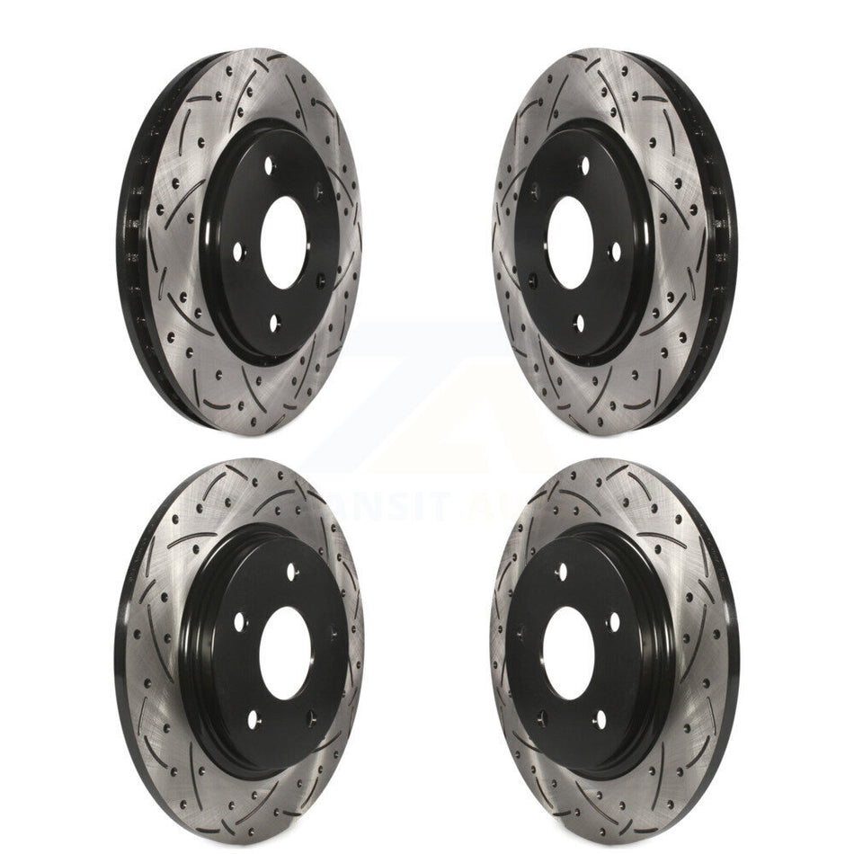 Front Rear Coated Drilled Slotted Disc Brake Rotors Kit For Dodge Grand Caravan Chrysler Town & Country Journey Volkswagen Routan Ram C/V KD-100253