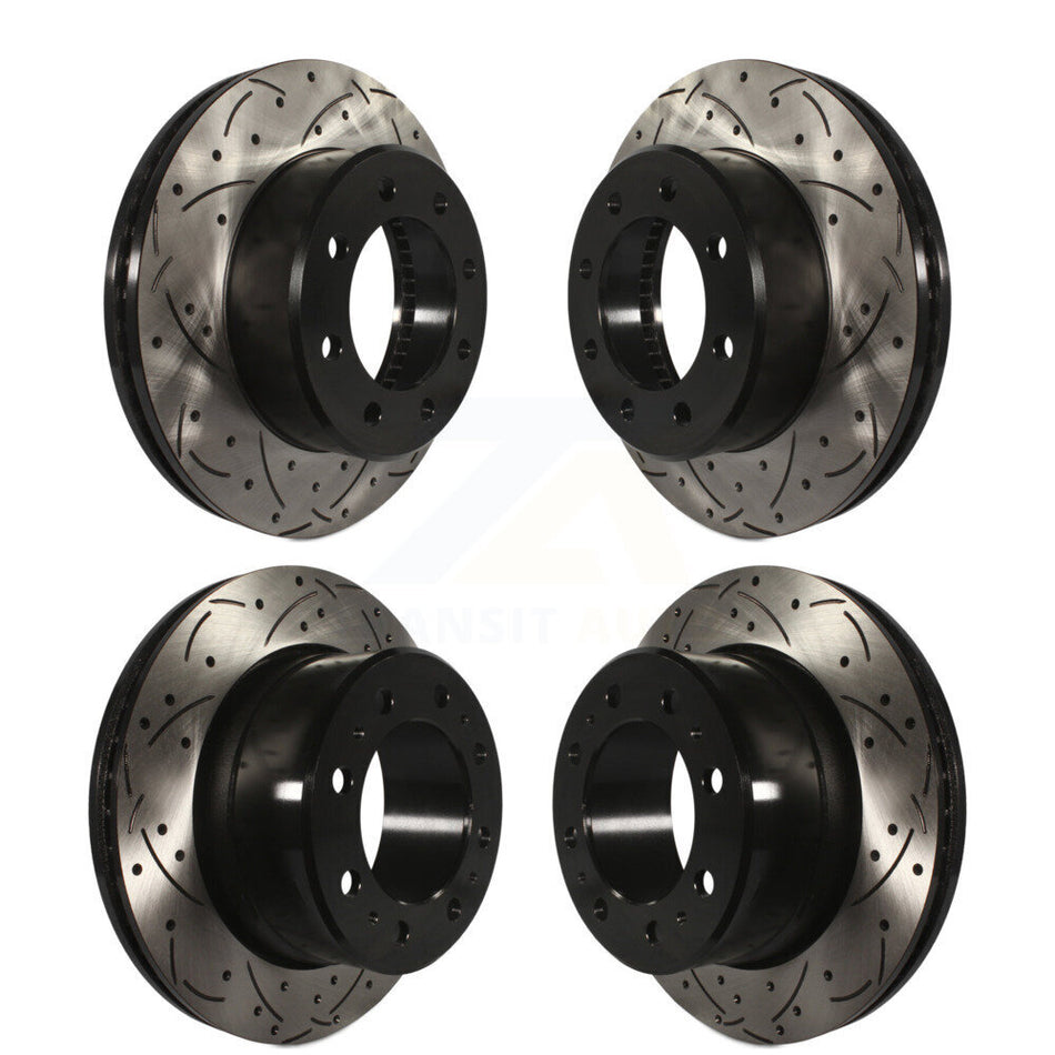 Front Rear Coated Drilled Slotted Disc Brake Rotors Kit For Ram 2500 3500 1500 Dodge KD-100254