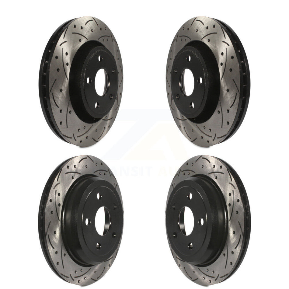 Front Rear Coated Drilled Slotted Disc Brake Rotors Kit For Dodge Durango Jeep Grand Cherokee WK KD-100256