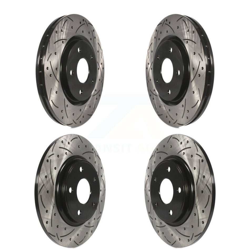 Front Rear Coated Drilled Slotted Disc Brake Rotors Kit For Dodge Grand Caravan Journey Chrysler Town & Country Ram C/V Volkswagen Routan KD-100257