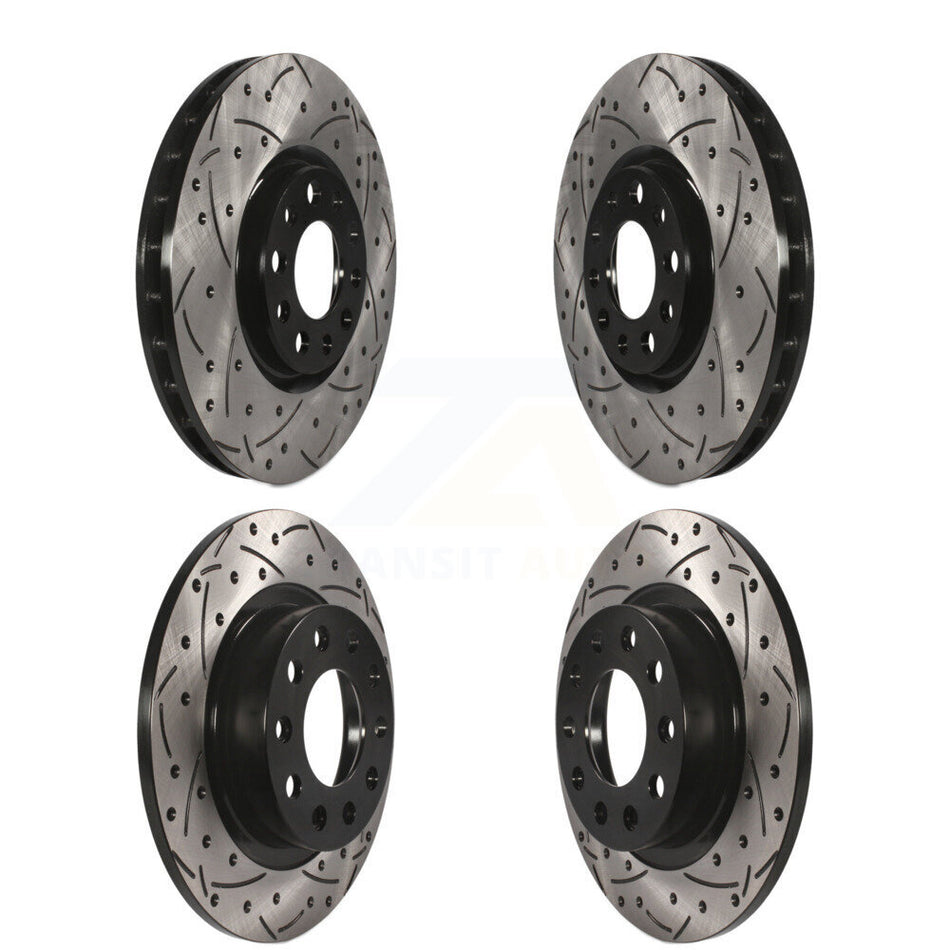 Front Rear Coated Drilled Slotted Disc Brake Rotors Kit For 2013-2016 Dodge Dart KD-100258
