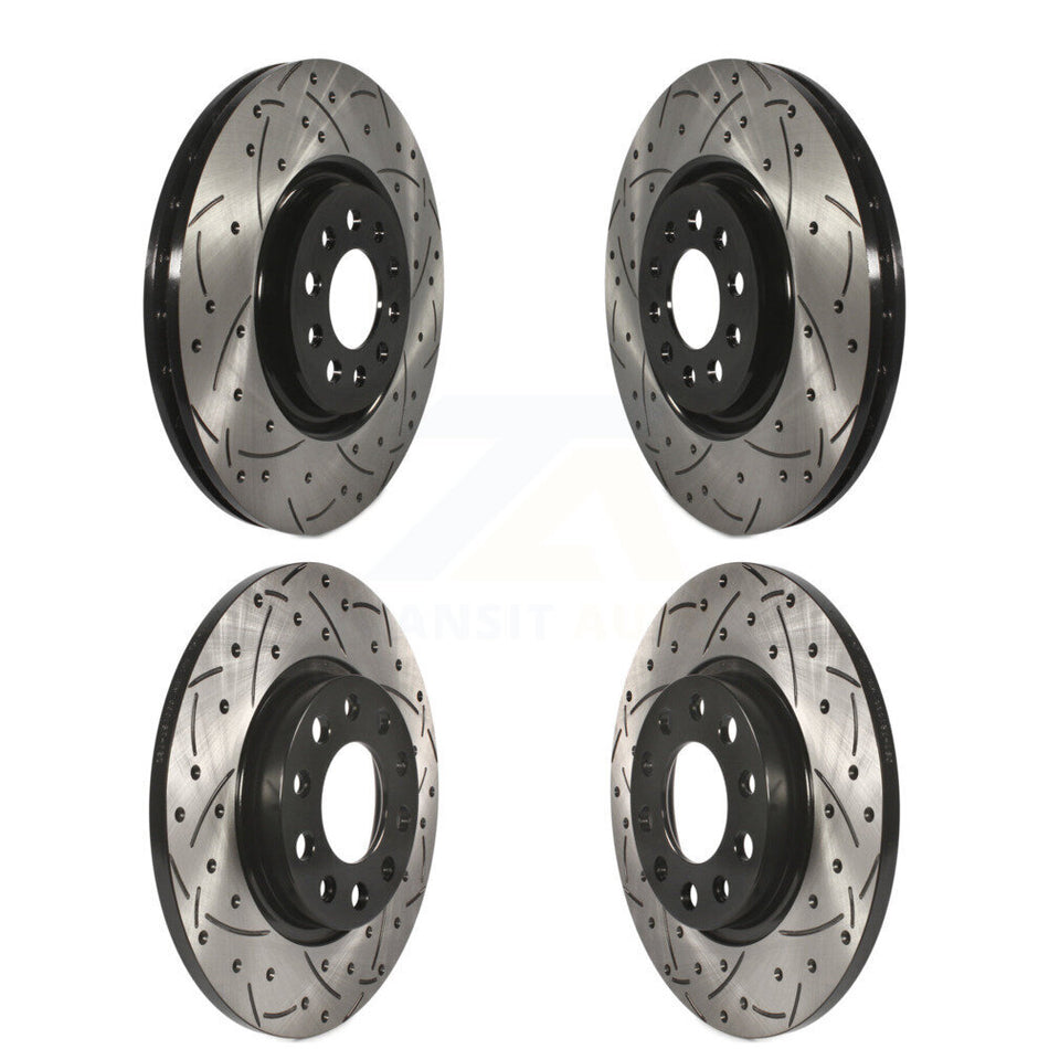 Front Rear Coated Drilled Slotted Disc Brake Rotors Kit For Jeep Cherokee Chrysler 200 KD-100261