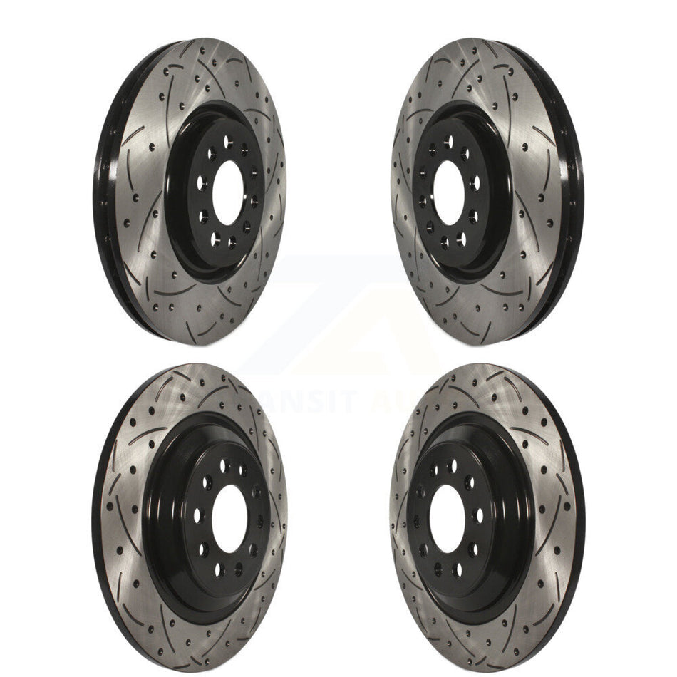 Front Rear Coated Drilled Slotted Disc Brake Rotors Kit For 2014-2021 Jeep Cherokee With Dual Piston Caliper KD-100262