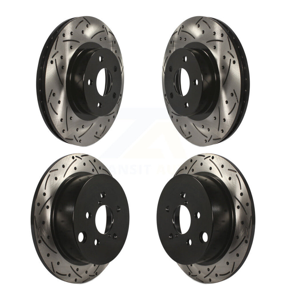 Front Rear Coated Drilled Slotted Disc Brake Rotors Kit For Subaru Impreza KD-100264