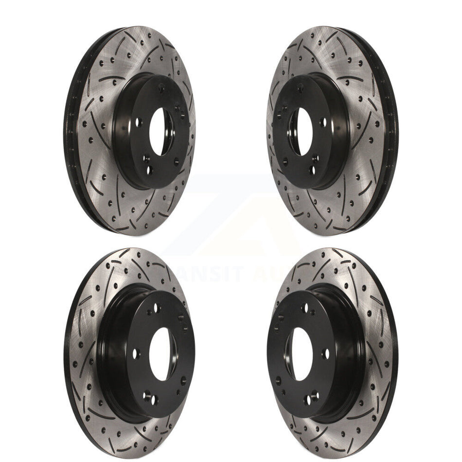 Front Rear Coated Drilled Slotted Disc Brake Rotors Kit For Honda Civic Acura ILX CSX KD-100265