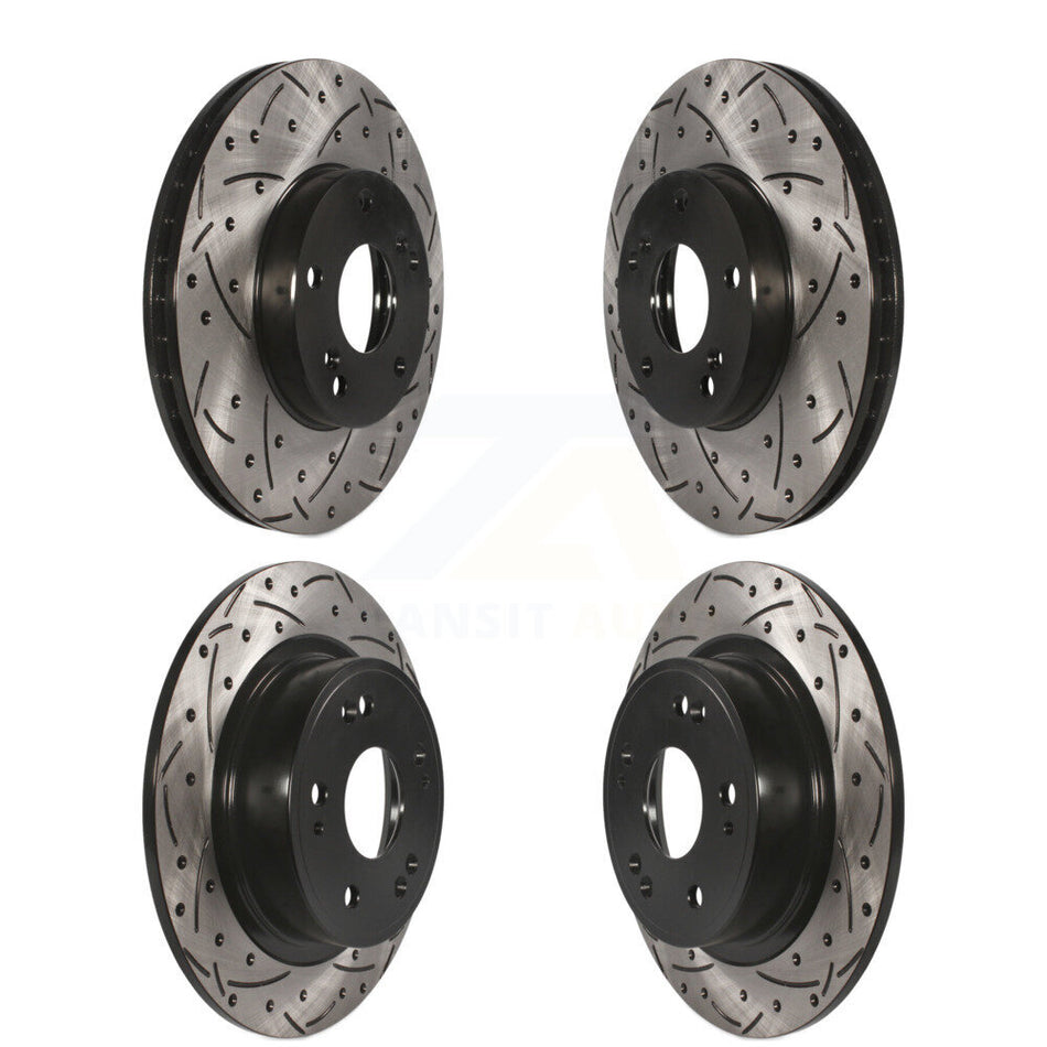 Front Rear Coated Drilled Slotted Disc Brake Rotors Kit For Honda Accord KD-100266