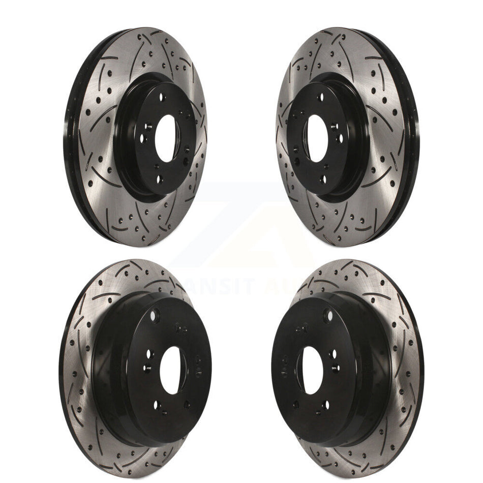 Front Rear Coated Drilled Slotted Disc Brake Rotors Kit For 2005-2006 Honda CR-V KD-100271